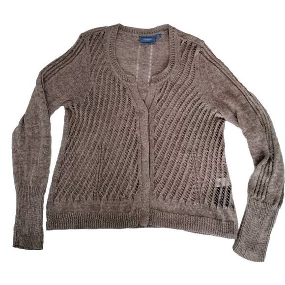 Simply Vera Wang Taupe Long Skeeve Knit Liene Cardigan Sweater Size XL - Picture 3 of 12